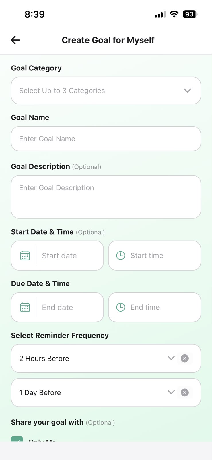 Create Personal Goals
